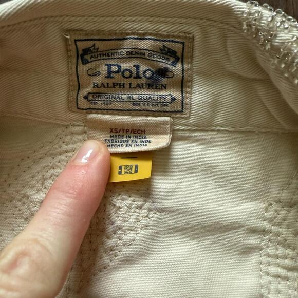 Polo Ralph Lauren Silver Beaded Cotton Twill Shirt Cream XS Western Style - Picture 7 of 8